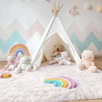 OLANLY 5x5 Area Rugs for Living Room Bedroom, Machine Washable Soft Fluffy Shaggy Bedside Rug, Indoor Floor Carpet for Kids Girls and Boys, Dorms, Nursery Rooms, Home Decor Aesthetic, White