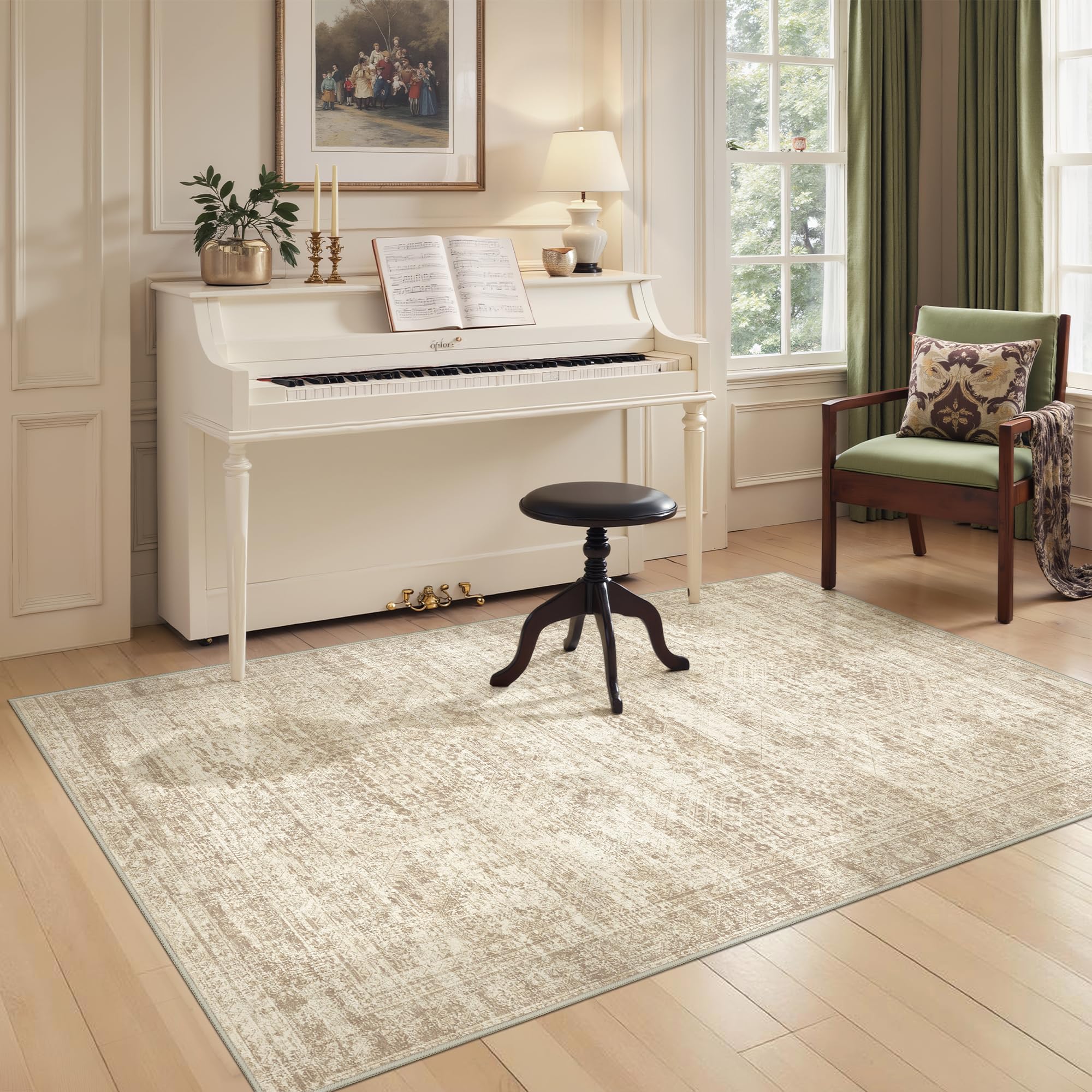 Restydon 3x5 Rug for Entryway,Washable Area Rug,Beige