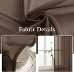 MIULEE Chocolate Brown Sheer Curtains 96 Inches Long 2 Panels, Light Filtering Voile Drapes with Rod Pocket for Bedroom and Living Room Windows