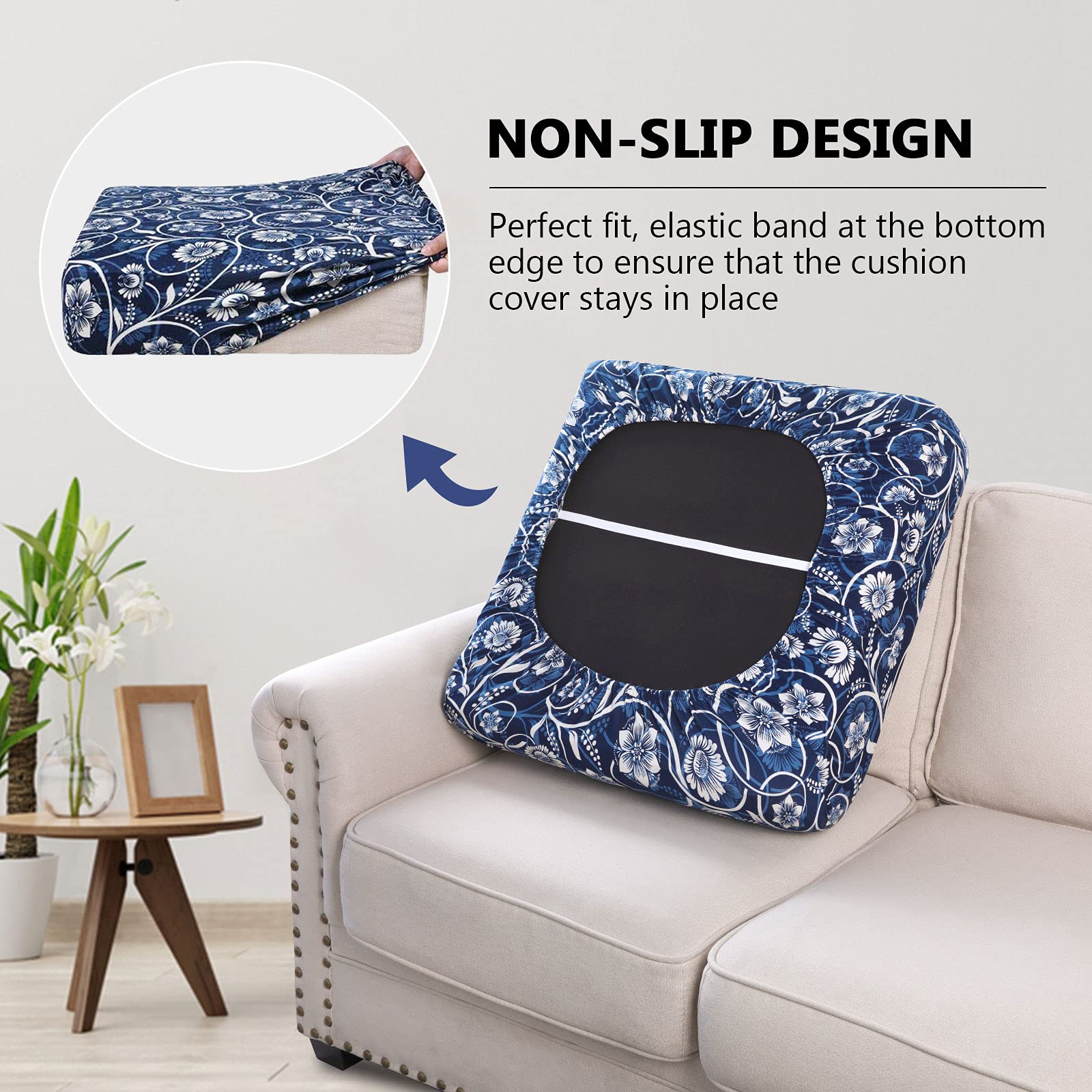 hyha Printed Couch Cushion Covers, Sofa Covers Washable for 3 Cushion Couch