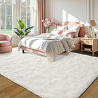 LOCHAS Ultra Soft Indoor Modern Area Rugs Fluffy Living Room Carpets for Children Bedroom Home Decor Nursery Rug 5x8 Feet, Cream
