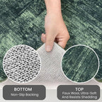 IOHOUZE Abstract Runner Rug 2x10 Ft Washable Runners for Hallways, Non Slip Kitchen Runner Printed Faux Wool Entryway Runner Indoor, Modern Abstract Floor Carpet for Hall Kitchen, Dark Green