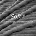BEDELITE Blankets Queen Size for Bed, 300GSM Soft & Warm Fleece Blanket, Decorative and Giftable Striped Grey Blankets for Women, Men, 90"x90"