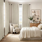 MIULEE 100% Blackout Linen Curtains for Bedroom 42 x 72 Inch Cream 2 Panels