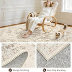 8x10 Area Rugs for Living Room: Vintage Boho Neutral Washable Rug Indoor Soft Large Area Rug Carpet for Bedroom Nursery Farmhouse Dining Room Office Floor Non-Slip Low Pile Under Table Rug Beige/Ivory