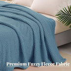 Whale Flotilla Extra Large Fuzzy Fleece Throw Blanket for Couch, 50x70 Inch Fluffy Warm Soft Jacquard Blankets for All Season, Lightweight and Cozy, Slate Blue