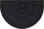 Mohawk Home Entryway Door Mat 2' X 3' All Weather Outdoor Non Slip Recycled Rubber Doormat, Rope Impressions Black