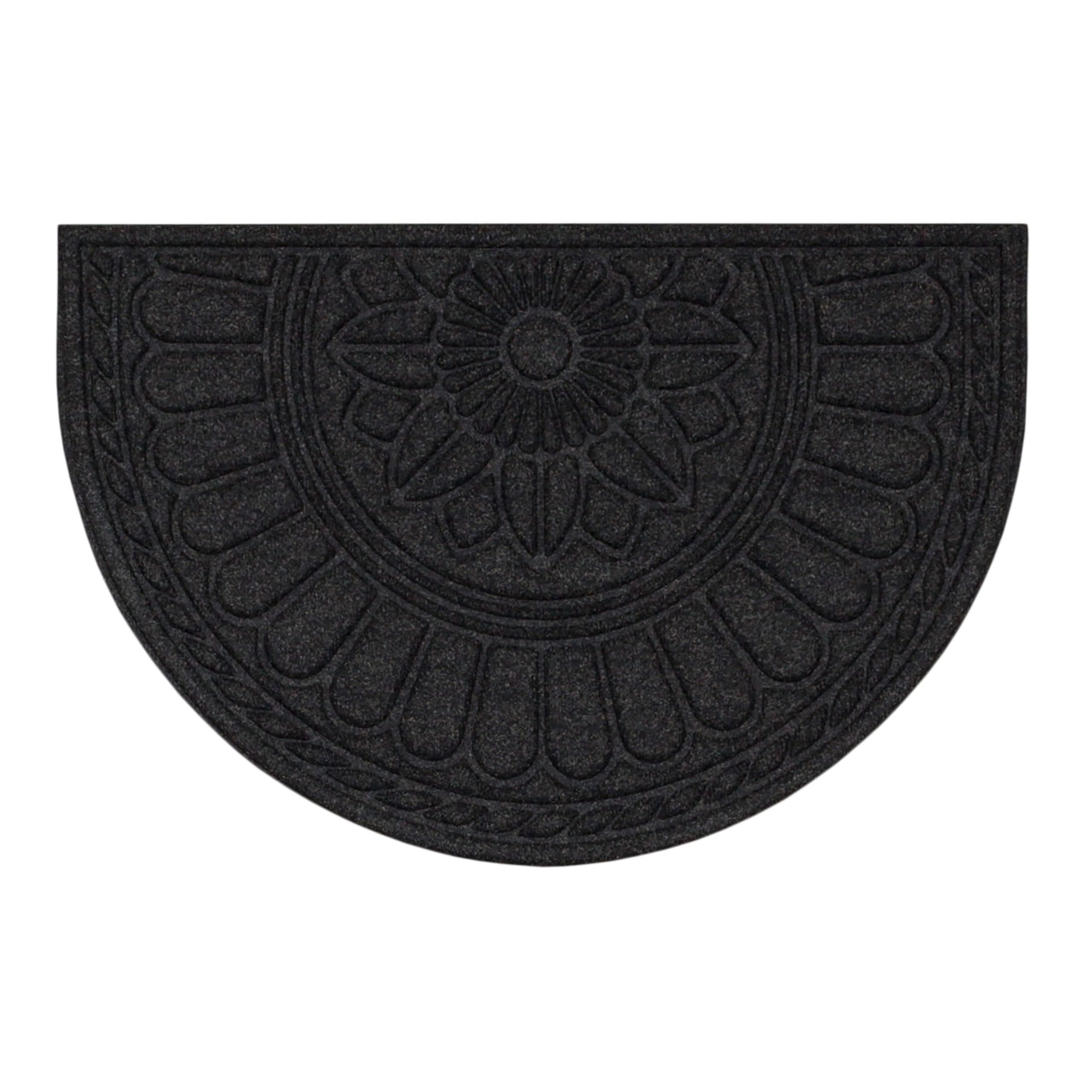 Mohawk Home Entryway Door Mat 2' X 3' All Weather Outdoor Non Slip Recycled Rubber Doormat, Rope Impressions Black