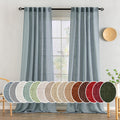 MIULEE Dusty Blue Linen Curtains 52x108 Inch Long Soft Thick Linen Textured