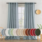 MIULEE Dusty Blue Linen Curtains 52x108 Inch Long Soft Thick Linen Textured