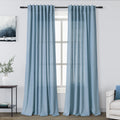 Nanspring Dusty Blue Linen Back Tab Curtains 94 Inch Length for Living Room 2 Panel Set Neutral Modern Farmhouse Window Curtain Privacy Semi Sheer Linen Drapes Rustic Country Window Treatment 52x94