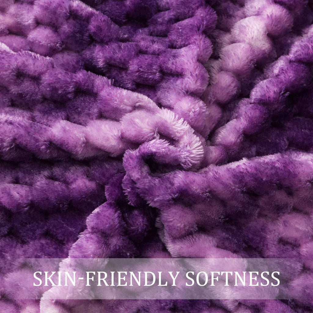 Exclusivo Mezcla Large 3D Fleece Throw Blanket for Couch, Tie-dye Purple