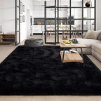 Amearea 8x10 Premium Soft Fluffy Rug Modern Shag Carpet, Fuzzy Shaggy Rugs for Bedroom Living Room Teen Apartment Decor, Comfortable Indoor Furry Dorm Carpets, Black