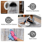 2x7 Washable Runner Rugs for Hallway: Easy-to-Clean Abstract Runners for Entryway Bedroom - Stain and Water Resistant Rugs with Non-Slip Backing - Soft Low-Pile Carpet Beige Grey