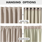 MIULEE 100% Blackout Linen Curtains for Bedroom, Beige Solid Luxury Decor Thermal Insulation Room Darkening Drapes for Living Room Nursery Back Tab Rod Pocket 42 x 84 Inches, 2 Panels