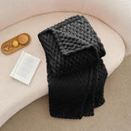 BEDELITE Fleece Blanket Throw XL for Bed Couch, 3D Jacquard Decorative Black Throw, Soft and Cozy Warm Plush Fuzzy Blanket All Seasons Suitable, 50x70Inches