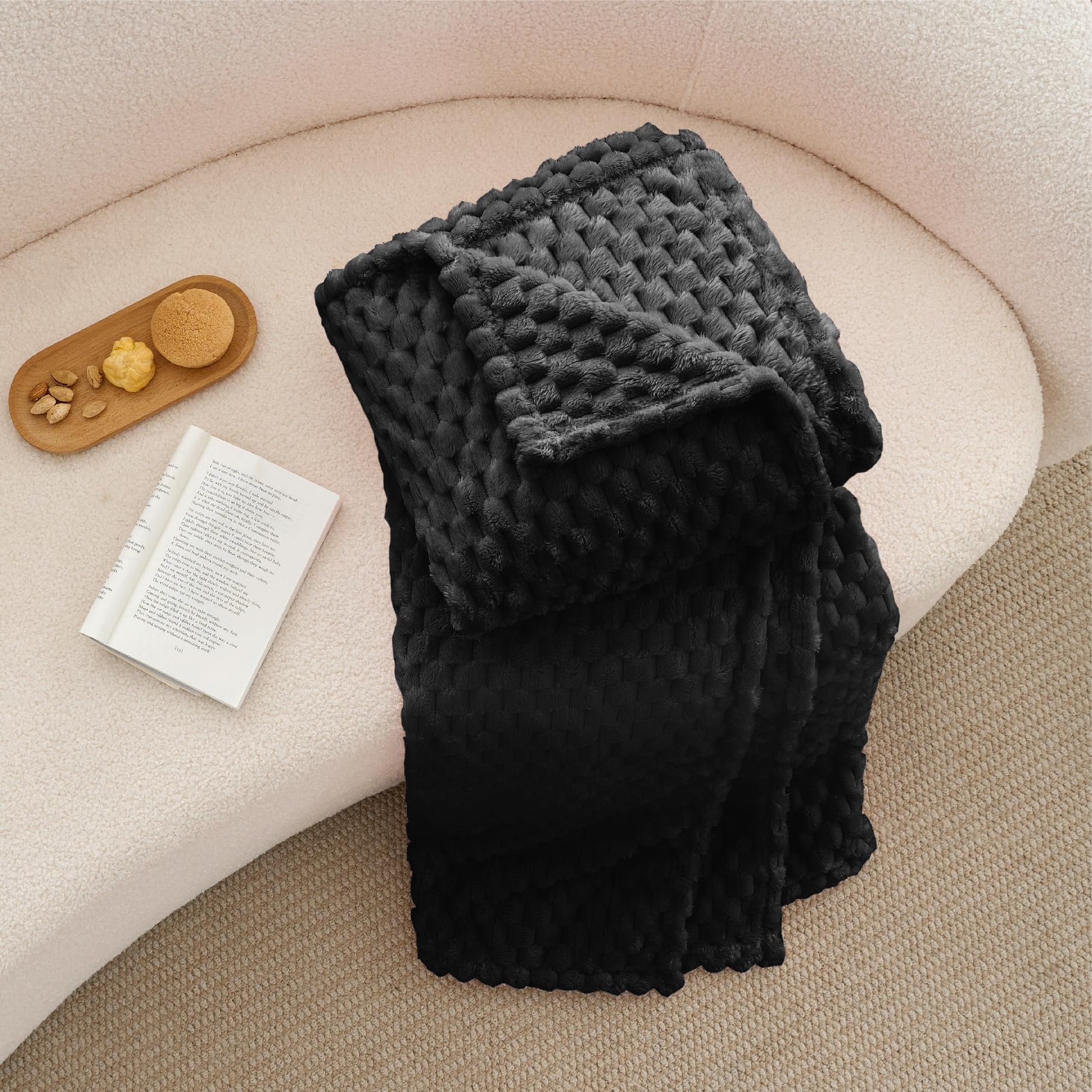 BEDELITE Black Throw Blanket for Couch, Soft Cozy Gifts for Women, 50 * 60