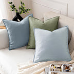 MIULEE Decorative Linen Pillow Covers 20x20 Inch Sage Green