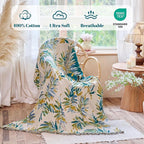 MSGKV Boho Throw Blanket for Couch Cotton Leaves Blanket 50"x60" Throws for Sofa Chair Muslin Spring Breathable Lightweight Farmhouse Blankets Home Decor All Seasons