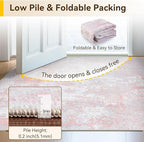 RELEANY Washable Round 8ft Area Rug for Living Room Gray Pink