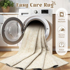 2x8 Washable Runner Rug: Moroccan Geometric Boho Rug Farmhouse Non Slip Stain Resistant Rugs Low Pile Soft Carpet for Porch Kitchen Laundry Room Living Room Bedroom (Beige,2'x8')