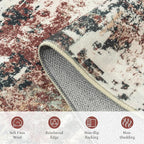 Rugflix 5x7 Area Rugs for Living Room, Washable Large Rug Stain-Resistant Low Pile, Modern Carpet for Dining Room Home Office Kid Room Nursery Bedroom, Rust