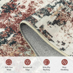 Rugflix 8x10 Area Rugs for Living Room, Washable Rust Brown Green Large Rug
