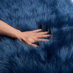 EasyJoy Ultra Soft Fluffy Shaggy Area Rug Faux Fur Rug Chair Cover Seat Pad Fuzzy Area Rug for Bedroom Floor Sofa Living Room (2 x 4 ft Rectangle, Dark Blue)