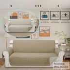 Reversible Sofa Covers Couch Cover Furniture Protector for Dogs Elastic Straps Water Resistant(Sofa,Camel/Beige)