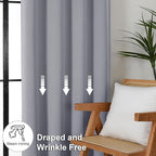 Simplebrand Ava Silver Grey Blackout Curtains for Bedroom 84 Inch Length 2 Panels, Solid Thermal Insulated Privacy Living Room Window Treatment Curtains Blackout Drapes, W40 x L84 Inch, Silver Grey