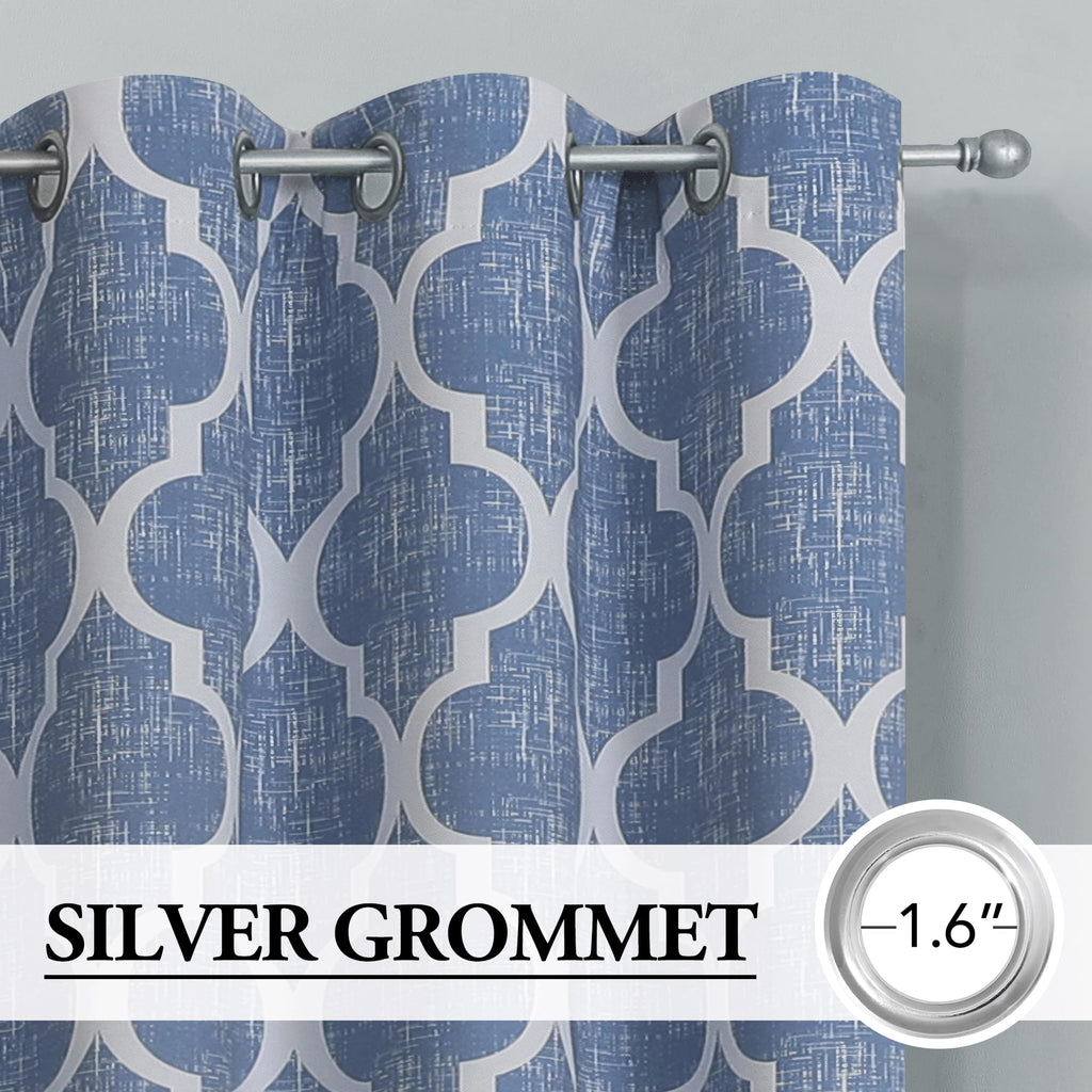 Beauoop Moroccan 100% Blackout Curtains Bedroom Blue 50x63 2 Panels
