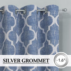 Beauoop Moroccan 100% Blackout Curtains Bedroom Blue 50x63 2 Panels