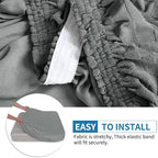 ZNSAYOTX Stretch Cushion Covers for Sofa, Individual Sofa Seat Covers Removable with Elastic Band & Ties, Sectional Couch Cushion Cover Replacement Soft Cozy Washable (3Pc, Light Gray)