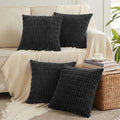 Fancy Homi 4 Packs Decorative Throw Pillow Covers for Living Room Couch Bed, Modern Farmhouse Boho Home Décor Accent Cushion Case, 20" x 20", Black