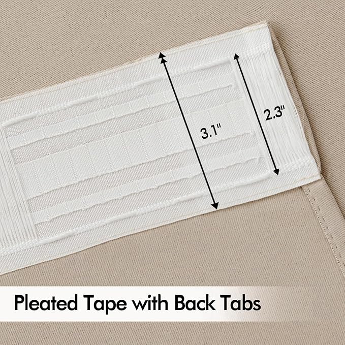 MIULEE Taupe Back Tab Blackout Curtains 52x72 Inches Long 2 Panels Set