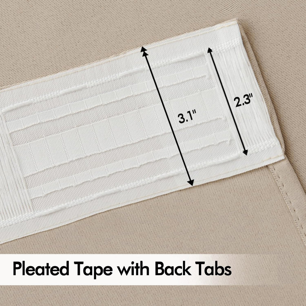 MIULEE Taupe Back Tab Blackout Curtains 52x96 Inch Long 2 Panels Set