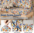 8Pcs Stretch Patio Cushion Covers, Outdoor Couch & Sofa Replacement Slipcovers for Patio Furniture Cushion Covers, Washable Reusable Furniture Protector