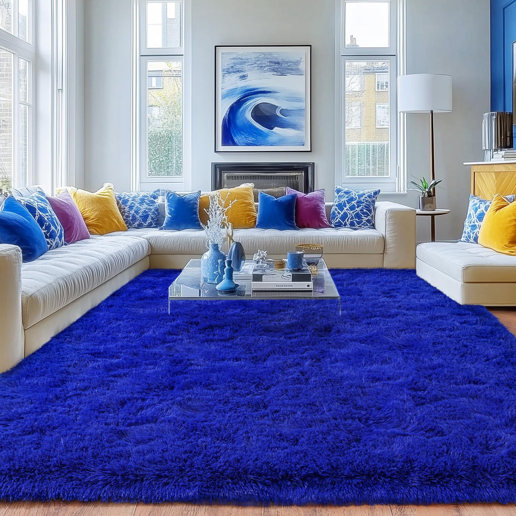 Quntue Rugs for Living Room 6x9, Soft Shaggy Modern Shag Area Rug for Bedroom, Upgrade Non-Slip Plush Fluffy Carpet for Kids Boys Girls Room Home Decor Aesthetic, Royal Blue