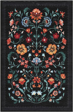 Floral Rug for Entryway 2x3 Rugs Machine Washable Boho Small Area Rug Non-Slip Low-Pile Front Door Soft Mat for Entrance, Bedroom, Kitchen, Laundry, Bathroom, Black