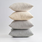 Topfinel 4 Packs Neutral Decorative Throw Pillows Covers 24x24 Inch for Living Room Couch Bed Sofa, Rustic Farmhouse Boho Neutral Home Decor, Soft Plush Striped Corduroy Square Cushion Case 60x60 cm