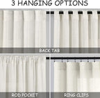 Linen Curtains 96 inches Long for Bedroom Back Tab Light Filtering Privacy Sheer Cream Curtains Modern Farmhouse Coastal Decor Cream Cotton Textured Gauze Curtain 2 Panel Set 70x96