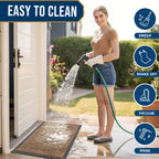 Smiry Front Door Mat Outside Entrance, Low Profile Rubber Doormat, 47x32