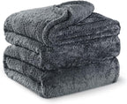 Exclusivo Mezcla Plush Fuzzy Fleece Bed Blanket King Size, Super Soft, Fluffy and Warm Blankets for Couch, Bed, All Season (Dark Grey, 90x104 inches)
