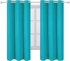 LEMOMO Turquoise/Teal Blackout Curtains/38 x 54 Inch/Set of Two Panels Grommet Living Room Curtains