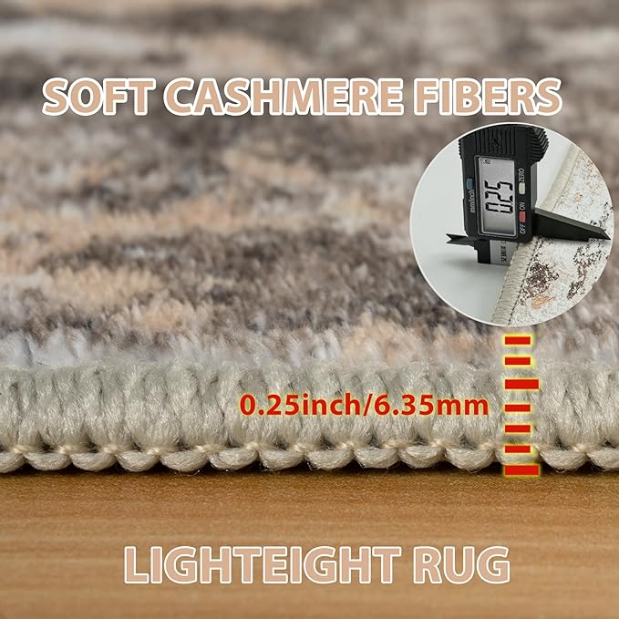 5x7 Area Rugs for Living Room Washable Bedroom Dining Room Brown Beige