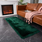 EasyJoy Ultra Soft Fluffy Rugs Faux Fur Rug Chair Cover Seat Pad Fuzzy Area Rug (2x6 ft Rectangle, Dark Green)