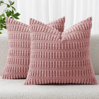 MIULEE Corduroy Decorative Throw Pillow Covers 20x20 Crimson Pack of 2