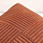 Fancy Homi 2 Packs Rust Lumbar Decorative Throw Pillow Covers 16x26 Inch for Living Room Couch Bed Sofa, Rustic Farmhouse Boho Home Decor, Soft Striped Corduroy Rectangle Accent Cushion Case 65x40 cm
