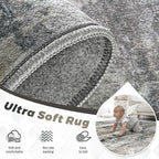 pmtsns Area Rugs 8x10 for Living Room: Washable Rug Modern Abstract Neutral Soft Non-Slip Low-Pile Indoor Large Carpet for Bedroom Dining Room Playroom Home Office (Black Grey Brown, 8'x10')
