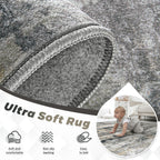 pmtsns Area Rugs 5x7 for Living Room: Washable Rug Modern Abstract Neutral Soft Non-Slip Low-Pile Indoor Carpet for Bedroom Dining Room Playroom Home Office (Black Grey Brown, 5'x7')